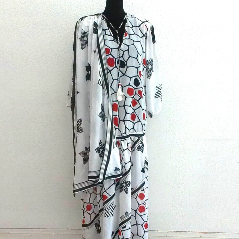 DIANE FREIS vintage detailed drop waist dress